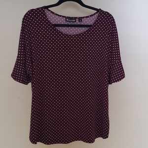 NY & Company Dark Rose Polka Dot Top